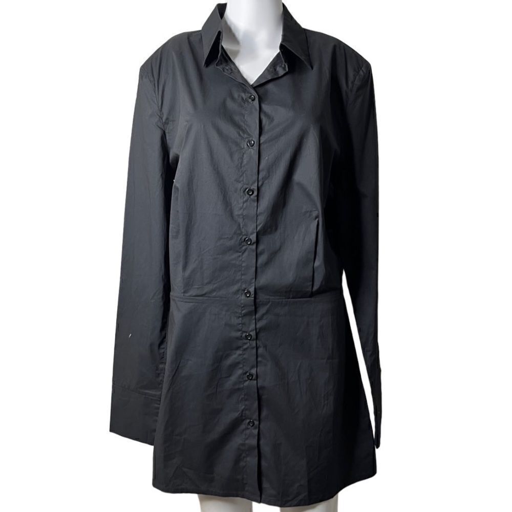 Princess Polly Lioness Mirror Image Long Sleeve Shirt Dress Black Medium